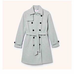 Women's Gray Double-Breasted Trench Coat size large